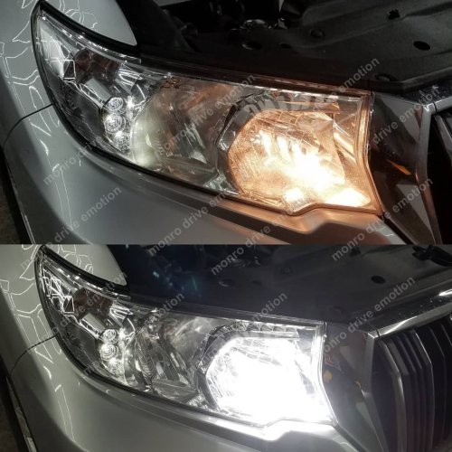 Установка LED ламп на Toyota Land Cruiser Prado 150 2018 года