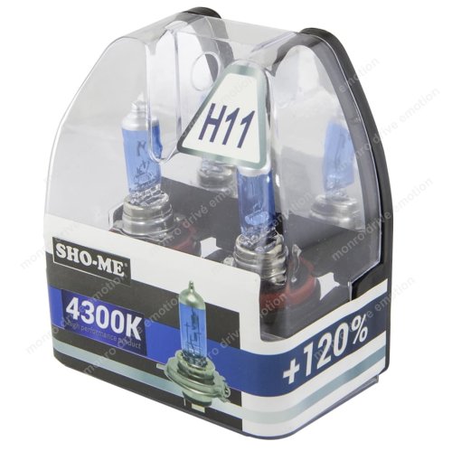 Лампа галогенная H11 Sho-Me 4300К +120%