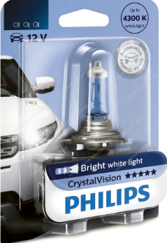 Лампа галогенная Philips H3 Cristal Vision, 4300K, 1шт/блистер 12336CVB1