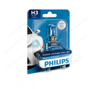 Лампа галогенная Philips H3 Diamond Vision, 5000K, 1шт/блистер 12336DVB1