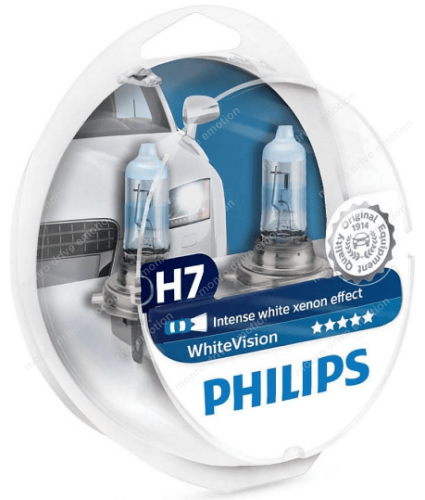 Лампа галогенная Philips H7 WhiteVISION +60% 3700К 2шт/блистер 12972WHVSM