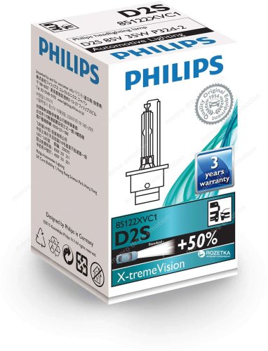 Ксеноновая лампа Philips D2S X-treme Vision 85122XV С1 +50% (1 шт.)
