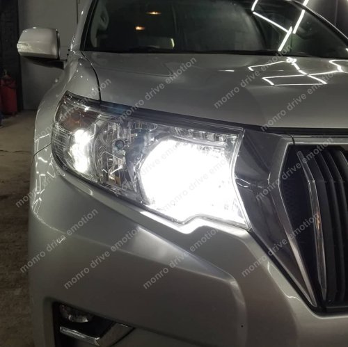 Установка LED ламп на Toyota Land Cruiser Prado 150 2018 года